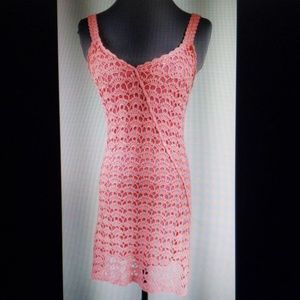 Sz S Lilly Pulitzer Sexy Pink Crochet Midi Dress